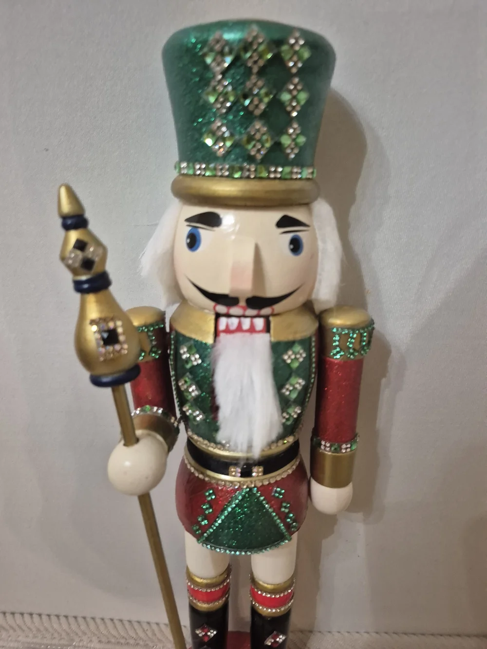 Festive Green & Red Nutcracker Soldier Holiday Figurine
